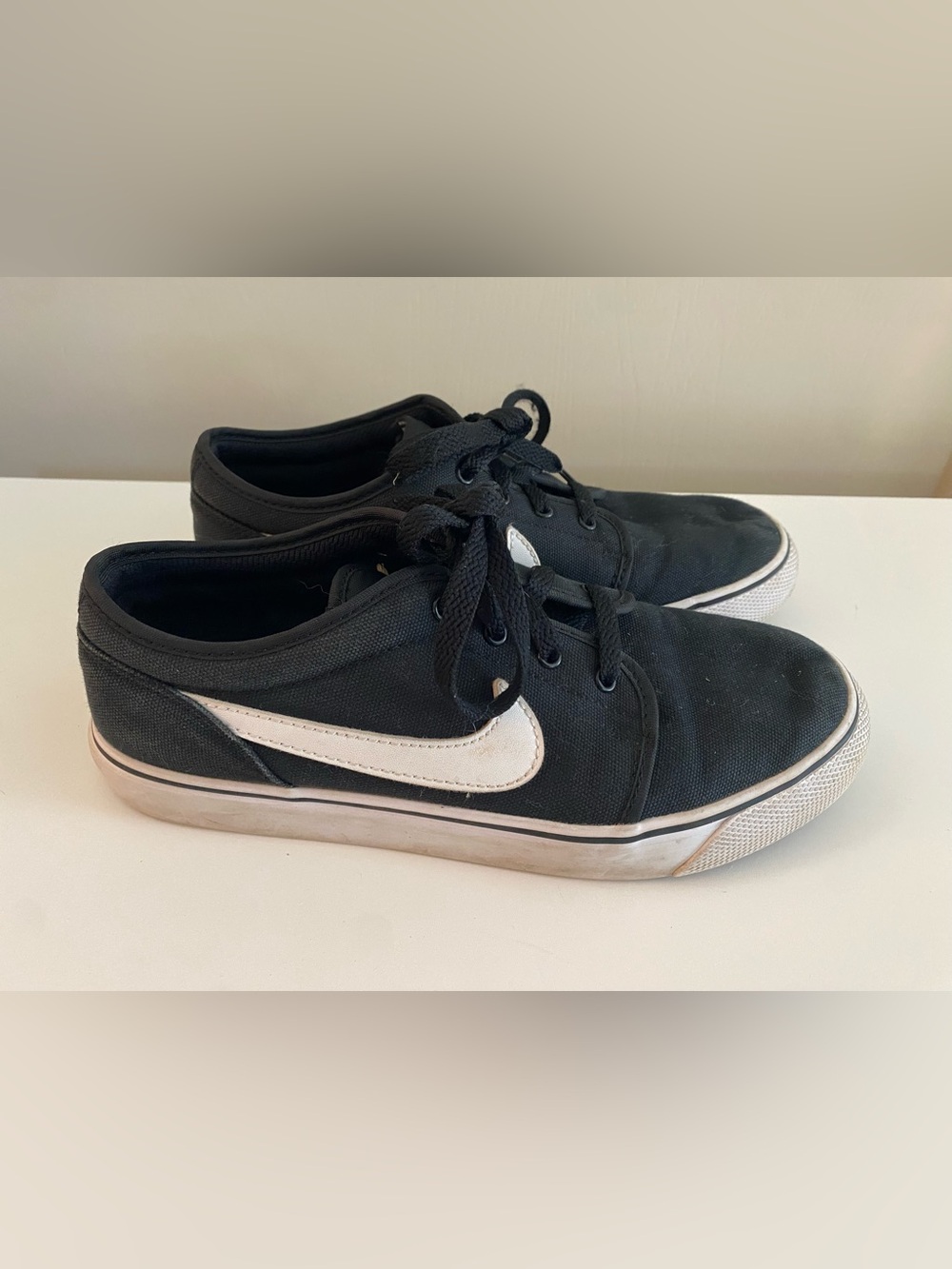 Nike Black Canvas Low-Top Sneakers with White Swoosh